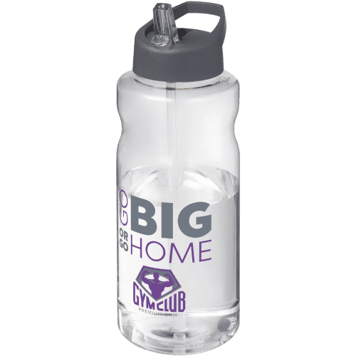 Promotional H2O Active® Big Base 1 Litre Spout Lid Sport Bottle in Clear/Grey from Total Merchandise