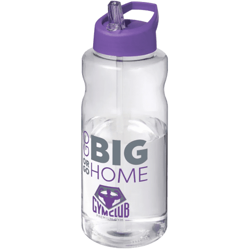Branded H2O Active® Big Base 1 Litre Spout Lid Sport Bottle in Clear/Purple from Total Merchandise