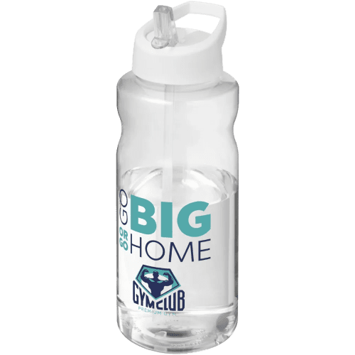 Printed H2O Active® Big Base 1 Litre Spout Lid Sport Bottle in Clear/White from Total Merchandise