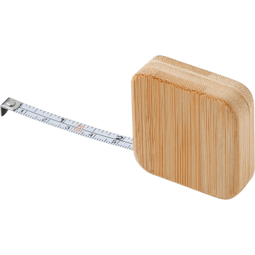Custom branded Bamboo 1M Tape Measure with a design from Total Merchandise