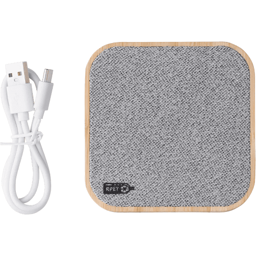 Logo printed 15W Bamboo Wireless Chargers from Total Merchandise with the wire