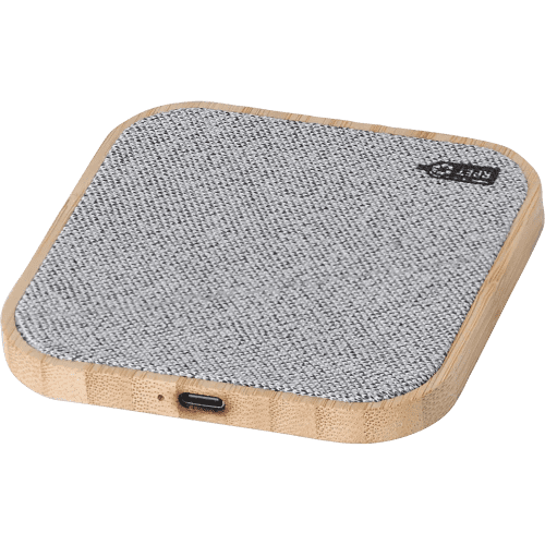 Custom Branded 15W Bamboo Wireless Charger with a design from Total Merchandise