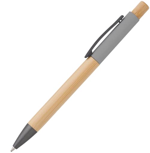 Promotional Bamboo Ballpens with a design from Total Merchandise - Grey