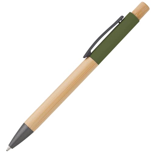 Branded Bamboo Ballpens with a design from Total Merchandise - Green