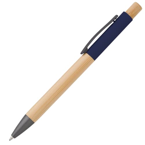 Promotional Bamboo Ballpens with a design from Total Merchandise - Blue