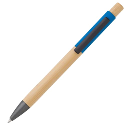 Personalised Bamboo Ballpens with a design from Total Merchandise -Light Blue