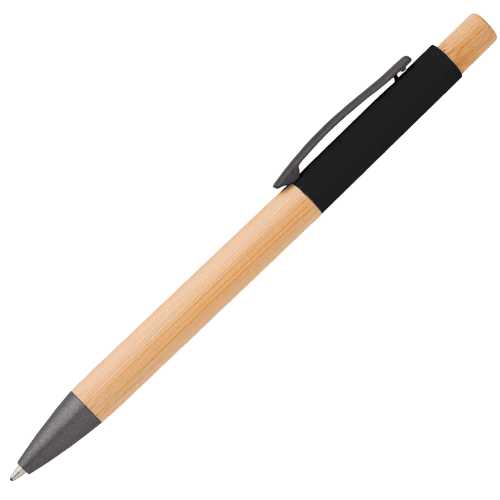 Logo-branded Bamboo Ballpens with a design from total Merchandise - Black