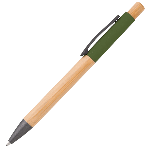 Branded Bamboo Ballpens with a design from Total Merchandise - Green