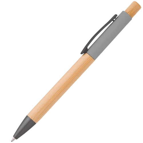 Promotional Bamboo Ballpens with a design from Total Merchandise - Grey