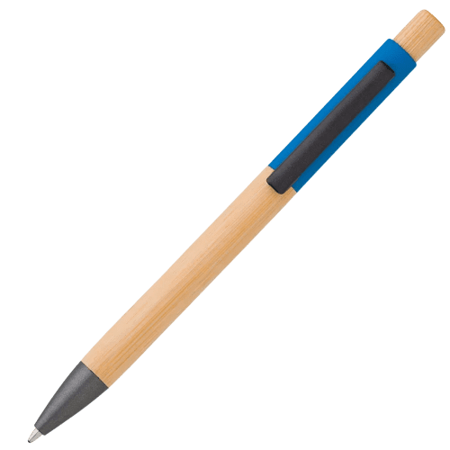 Personalised Bamboo Ballpens with a design from Total Merchandise -Light Blue