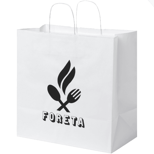 Custom Branded XL White Kraft Paper Bag with Twisted Handles and a design from Total Merchandise