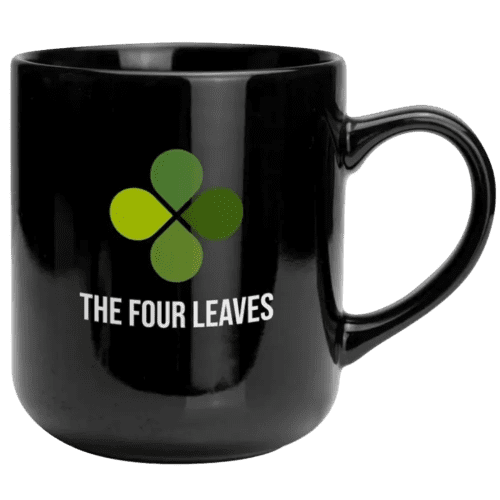 Logo branded Black Clover Mug with a printed design from Total Merchandise - Black