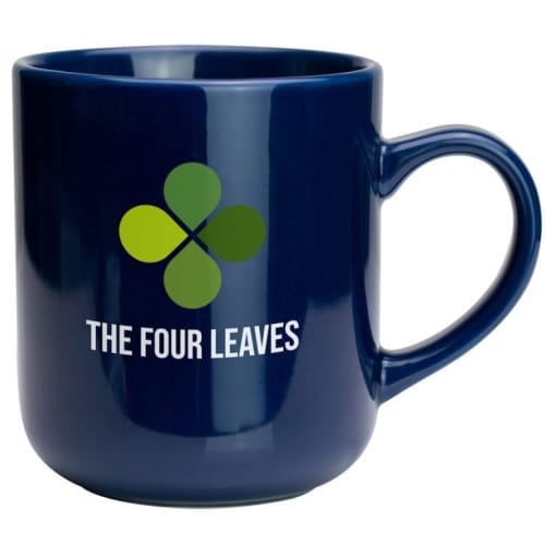 Promotional printed Midnight Blue Clover Mug with a design from Total Merchandise