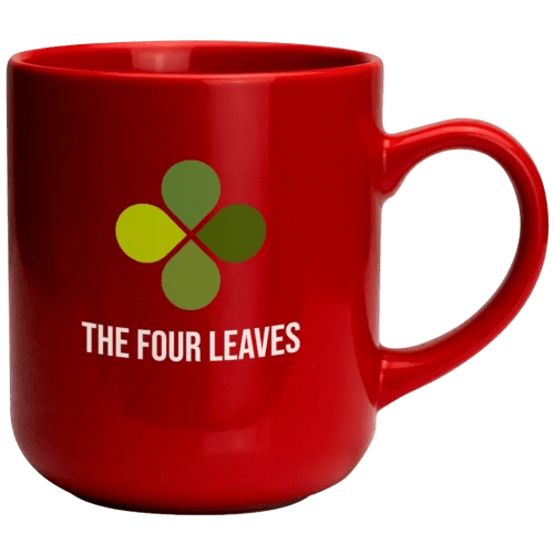Custom branded Red Clover Mug with a printed design from Total Merchandise - Red