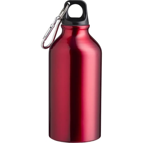 Logo branded Recycled 400ml Aluminium Single Walled Bottle in Red from Total Merchandise