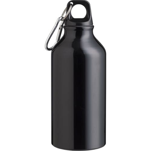 Custom printed Recycled 400ml Aluminium Single Walled Bottle in Black from Total Merchandise