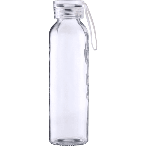 Promotional 500ml Glass Bottle with Coloured Lid in Clear/White from Total Merchandise