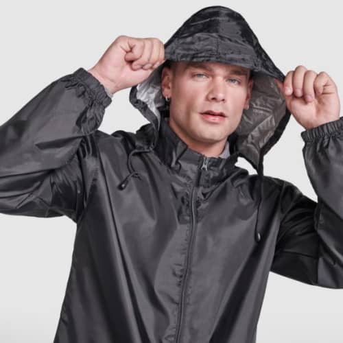 Lifestyle image of the ROLY Escocia Unisex Lightweight Rain Jacket