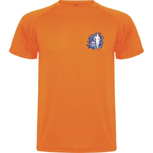 Printed ROLY Montecarlo Short Sleeve Men's Sports T-Shirt in Fluor Orange from Total Merchandise