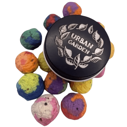 Branded Rainball Seed Tins with a design from Total Merchandise