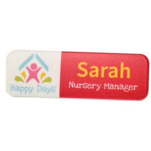 Logo branded Recycled Plastic Slim Rectangle Name Badge with a design from Total Merchandise