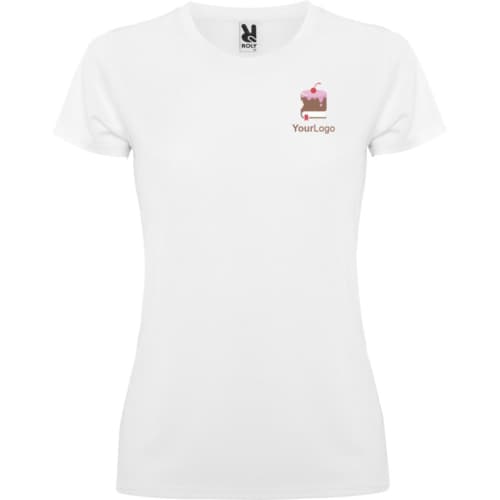 Custom branded ROLY Montecarlo Short Sleeve Women's Sports T-Shirt in White from Total Merchandise