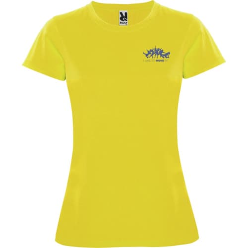 Logo branded ROLY Montecarlo Short Sleeve Women's Sports T-Shirt in Yellow from Total Merchandise