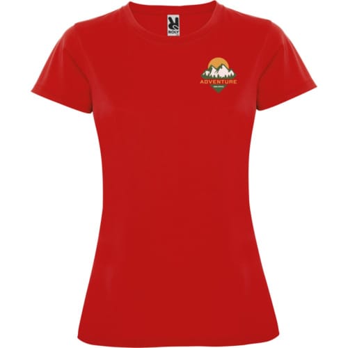 Custom printed ROLY Montecarlo Short Sleeve Women's Sports T-Shirt in Red from Total Merchandise