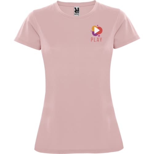 Printed ROLY Montecarlo Short Sleeve Women's Sports T-Shirt in Light Pink from Total Merchandise