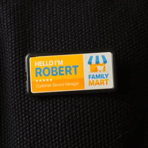 Branded Recycled Plastic Name Badge with a design from Total Merchandise