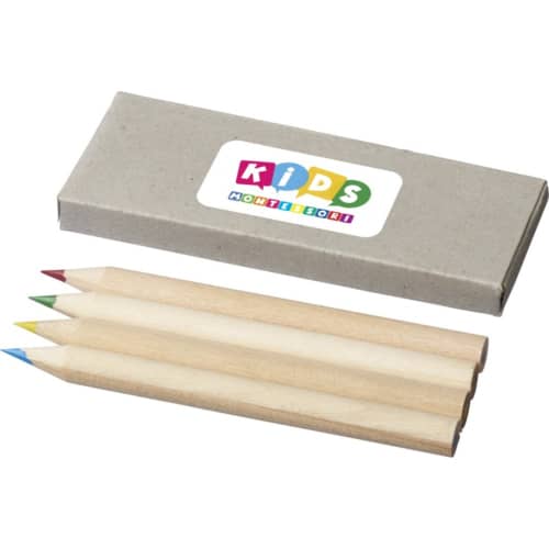 Branded 4-Piece Colouring Pencil Set in Light Grey printed with your logo from Total Merchandise