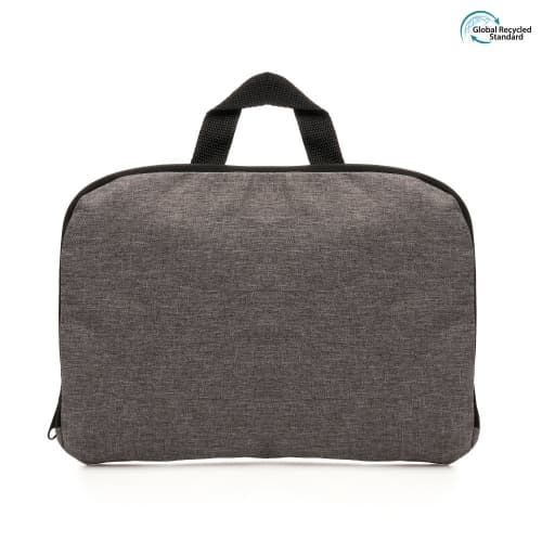 An image to show the 600D Rpet Drawstring Bag in Grey folded down from Total Merchandise