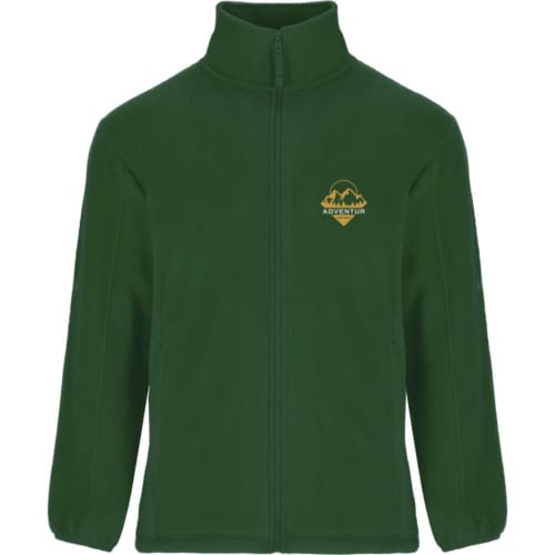 Logo Printed ROLY Artic Men's Full Zip Fleece Jacket in Bottle Green from Total Merchandise