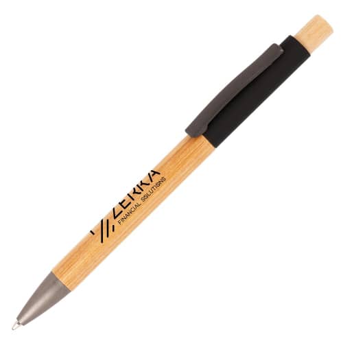 Custom Branded Tian Bamboo Ballpen in Black printed with your logo from Total Merchandise