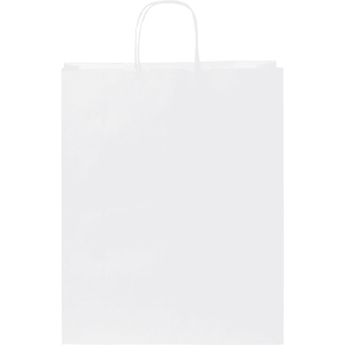 Personalisable Large White Kraft Paper Bag with Twisted Handles in White from Total Merchandise