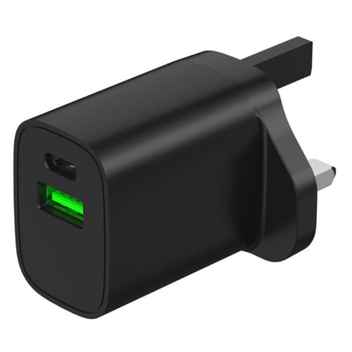 20W USB-C Fast Charge UK Plug in Black