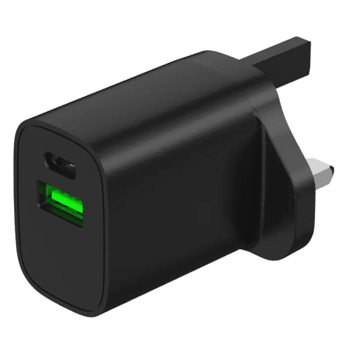 20W USB-C Fast Charge UK Plug in Black
