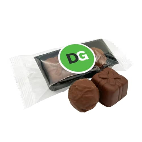 Promotional Pack of 2 Chocolate Truffles printed with your logo from Total Merchandise