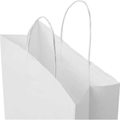 Logo Branded Medium White Kraft Paper Bag with Twisted Handles in White from Total Merchandise