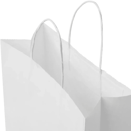 Logo Branded Medium White Kraft Paper Bag with Twisted Handles in White from Total Merchandise