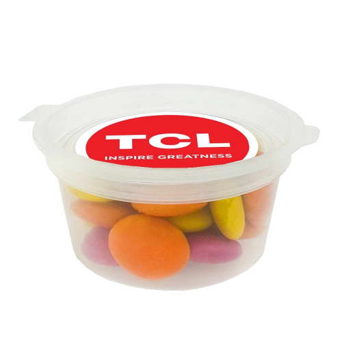 Custom Branded 20g Chocolate Beans Tubs printed with your company logo from Total Merchandise