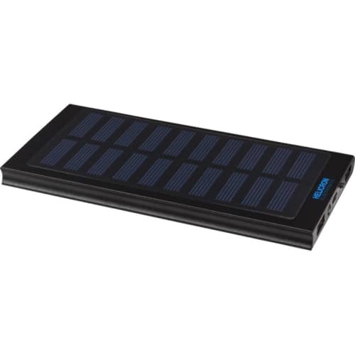 Promotional Stellar 8000mAh Solar Powerbank in Black branded with your logo from Total Merchandise