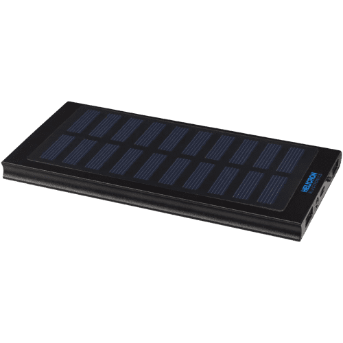 Promotional Stellar 8000mAh Solar Powerbank in Black branded with your logo from Total Merchandise