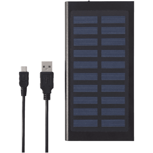 Customisable Stellar 8000mAh Solar Powerbank in Black branded with your logo from Total Merchandise