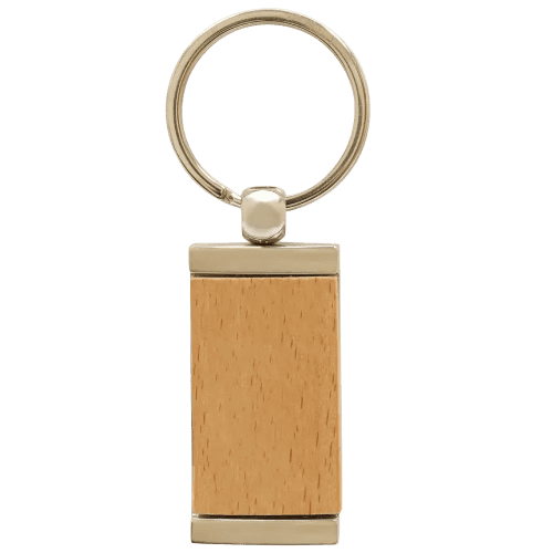 Promotional Bambley Bamboo and Metal Keyring in Natural engraved with your company logo