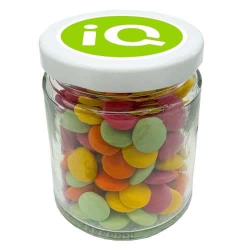 Promotional Mini Jar of Chocolate Beanies branded with your logo from Total Merchandise