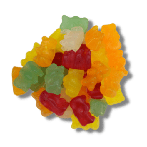 An image of the Vegan Gummy Bears inside the glass jar