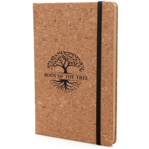 Custom Branded A5 Cork Notebook in Natural/Black printed with your logo from Total Merchandise