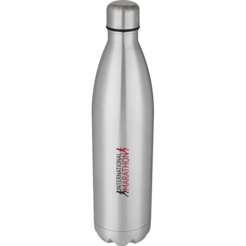 Branded Cove 1L Insulated Metal Bottles in Silver printed with your logo from Total Merchandise