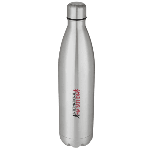 Branded Cove 1L Insulated Metal Bottles in Silver printed with your logo from Total Merchandise